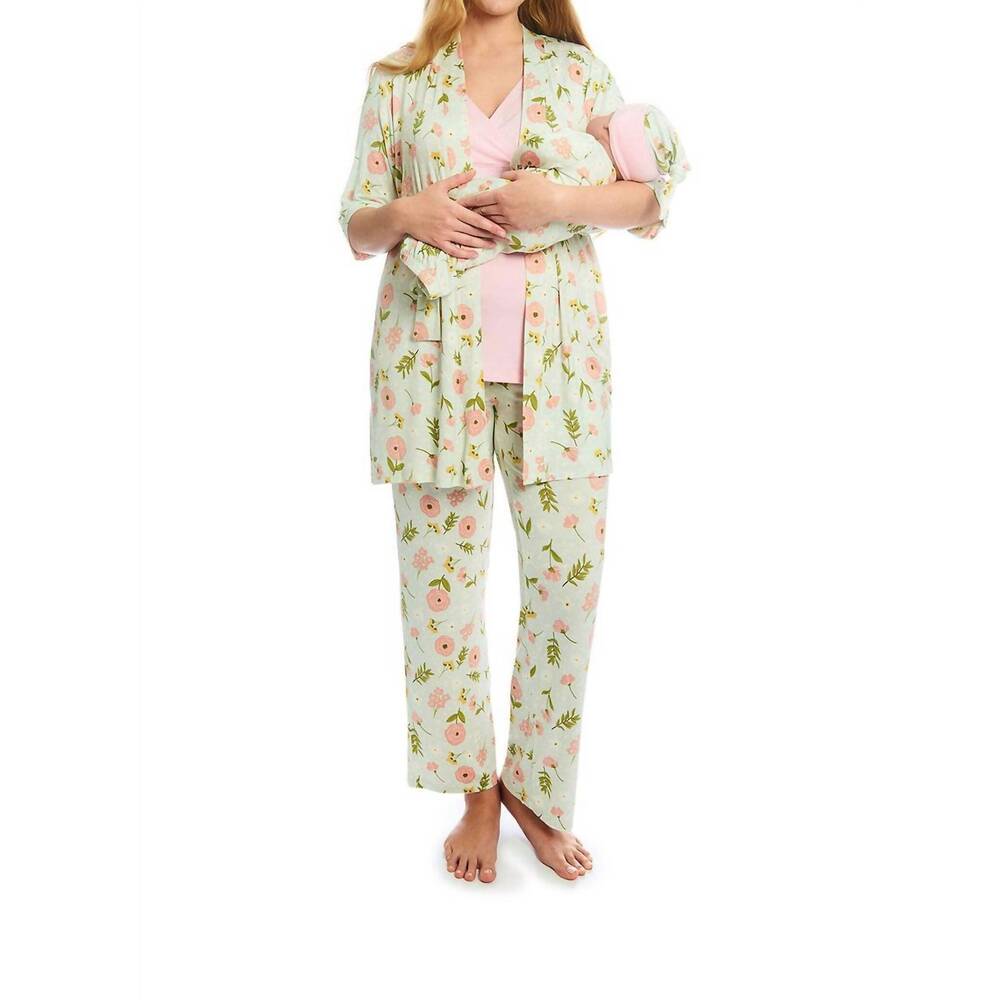 NEW EVERLY GREY analise 5 piece pajama set in carnation